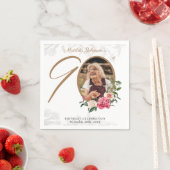 90歳エレガント誕生日パーティーフローラ植物写真 スタンダードカクテルナプキン (インサイチュ)