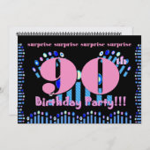 90歳サプライズ誕生日パーティー招待状テンプレート 招待状 (正面/裏面)