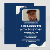 90歳シンプルの誕生日招待状メンズ写真海軍 招待状 (正面/裏面)
