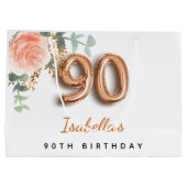 90歳フローラバラ金ゴールドユーカリ誕生日 ラージペーパーバッグ (裏面)