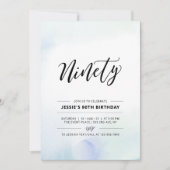 90歳ミニマル誕生日パーティー水の色のインビ 招待状 (正面)