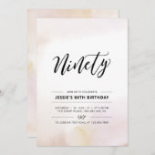 90歳ミニマル誕生日パーティー水彩画 招待状 (正面/裏面)