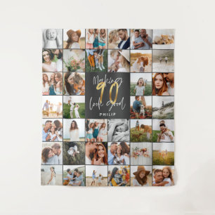 90歳モダンの誕生日の写真数々のタペストリー タペストリー