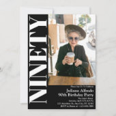 90歳モダンの誕生日パーティーの写真 招待状 (正面)