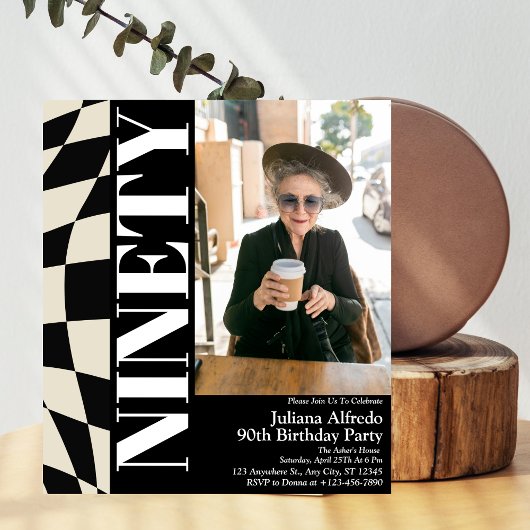 90歳モダンの誕生日パーティーの写真 招待状