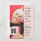 90歳モダンの誕生日パーティーへの招待 招待状 (正面)