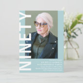 90歳モダンの誕生日パーティーへの招待 招待状 (スタンド正面)