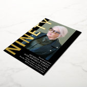 90歳モダンの誕生日パーティーへの招待 箔招待状 (回転した状態)