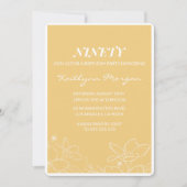 90歳モダンの誕生日招待状フローラ黄 招待状 (正面)