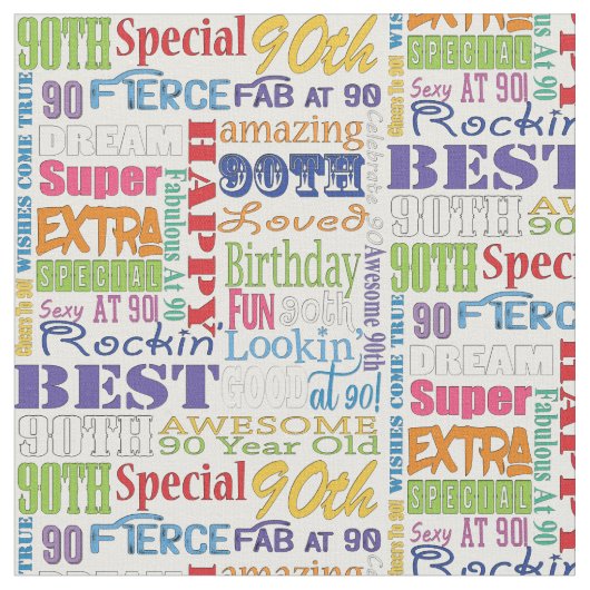 90歳ユニークの誕生日プレゼント ファブリック (クローズアップ)