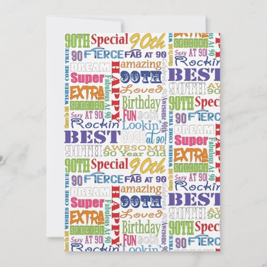 90歳ユニークの誕生日プレゼント 招待状 (裏面)