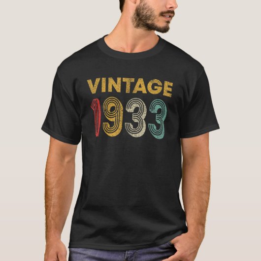 90歳レトロヴィンテージ1933 90誕生日 Tシャツ (正面)