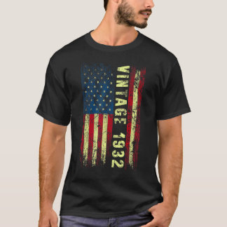 90歳ヴィンテージ1932アメリカ国旗90誕生 Tシャツ