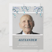 90歳招待状メンズ紙吹雪写真海軍 招待状 (正面)