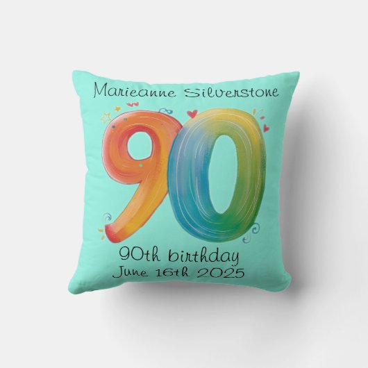 90歳記念の誕生日プレゼント90歳90歳 クッション (裏面)