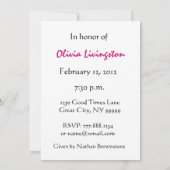 90歳誕生日パーティーの招待、ピンクバタフライバラ 招待状 (裏面)