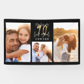 90歳誕生日写真コラージュ黒金ゴールドタイポグラフィ  横断幕 (横)