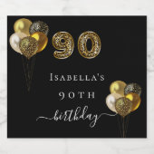 90歳金ゴールドヒョウ動物 スパークリングワインラベル (シングルラベル)