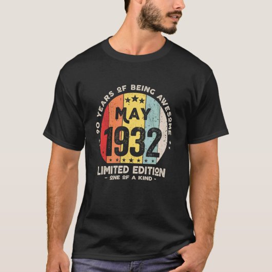 90歳1932年5月90誕生日 Tシャツ (正面)