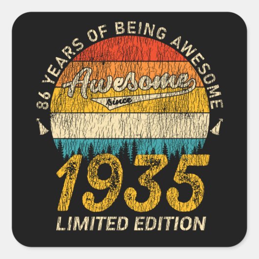 90歳1935年90素晴らし回目の誕生日 スクエアシール (正面)