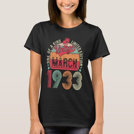 90歳90誕生日ヴィンテージレトロ3月19日 Tシャツ (正面)