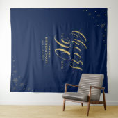 90歳、おめでとう!ゴールド&ネイビー 90歳の誕生日パーティー乾杯! タペストリー (インサイチュ(横))