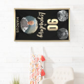 90歳 & レジェンダリー 3枚の写真 90歳の誕生日 ゴールド 横断幕 (インサイチュ)