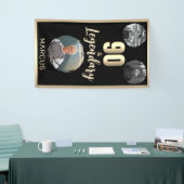 90歳 & レジェンダリー 3枚の写真 90歳の誕生日 ゴールド 横断幕 (トレードショー)