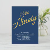 90歳 青金 現代的 90歳誕生日 招待状 (スタンド正面)