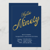 90歳 青金 現代的 90歳誕生日 招待状 (正面/裏面)