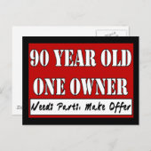 90歳、1人のオーナー – パーツが必要、提供を行う ポストカード (正面/裏面)