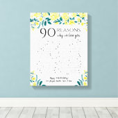 90理由なぜ私たちは愛する誕生日ギフト黄色 キャンバスプリント (インサイチュ (ウッドフロア))