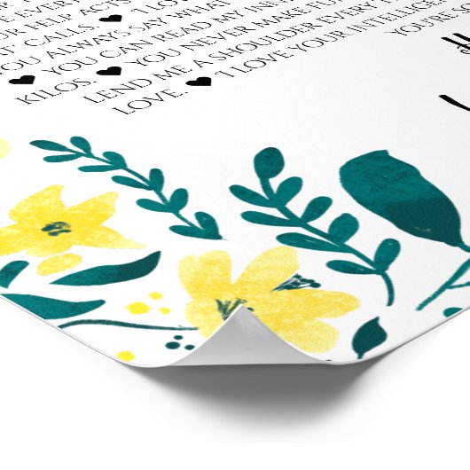 90理由なぜ私たちは愛する誕生日ギフト黄色 ポスター (角)