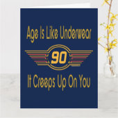 90番おもしろい誕生日の贈り物。年齢は下着のようなものだ カード (黄色い花)