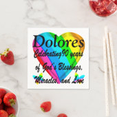 90番パーソナライズされた誕生日ラブハートナプキンス スタンダードカクテルナプキン (インサイチュ)