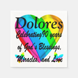 90番パーソナライズされた誕生日ラブハートナプキンス スタンダードカクテルナプキン