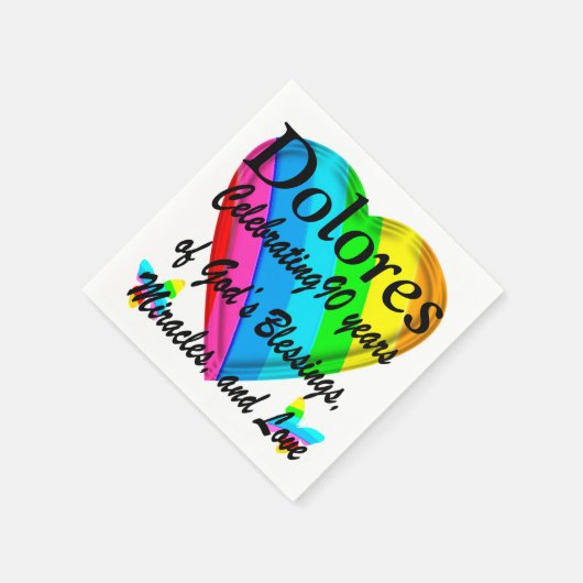 90番パーソナライズされた誕生日ラブハートナプキンス スタンダードカクテルナプキン (角)