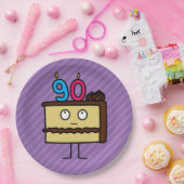 90番目のお誕生日ケーキとキャンドル ペーパープレート (パーティー)