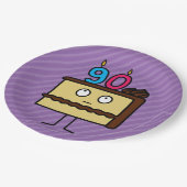 90番目のお誕生日ケーキとキャンドル ペーパープレート (アングル)