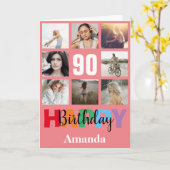 90番目のハッピーバースデーフォトコラージュピモダンンクカード カード (黄色い花)