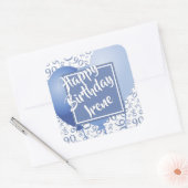 90番目のハッピーバースデー- 90青い数字のパターン スクエアシール (封筒)