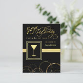 90番目のバースデーパーティ招待状-モノグラム付き 招待状 (スタンド正面)