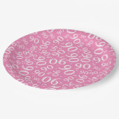90番目のパーティー乱数パターンピンク/白 ペーパープレート (アングル)