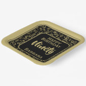 90番目のパーティー乱数パターンブラック/金ゴールド ペーパープレート (傾斜あり)