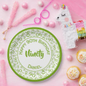 90番目のパーティー乱数パターン(緑/白) ペーパープレート (パーティー)