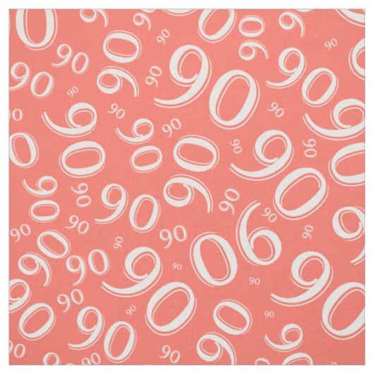 90番目の乱カッコいい数パターンサンゴ/白90 ファブリック (見本)