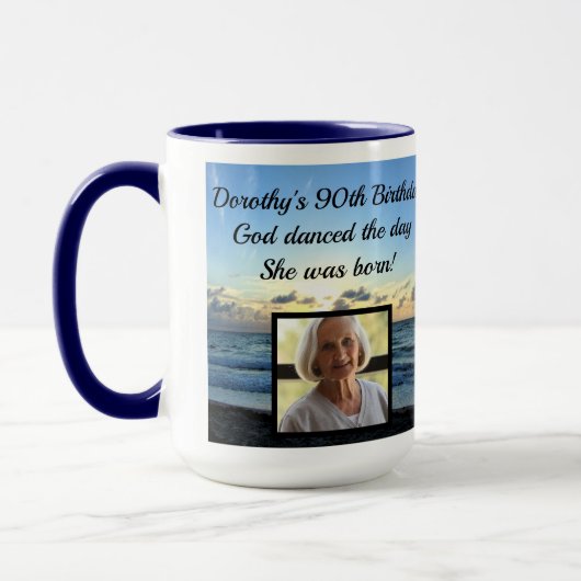 90番目の美しい誕生日パーソナライズされた写真 マグカップ (左)