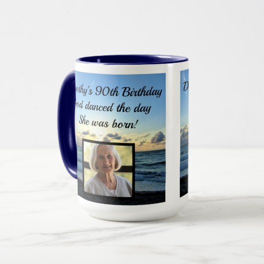 90番目の美しい誕生日パーソナライズされた写真 マグカップ (正面左)