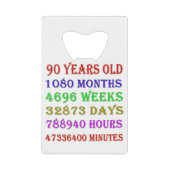 90番目の誕生日のマイルストーン クレジットカード栓抜き (正面)