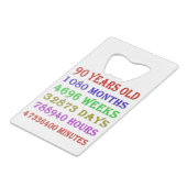 90番目の誕生日のマイルストーン クレジットカード栓抜き (裏面アングル)